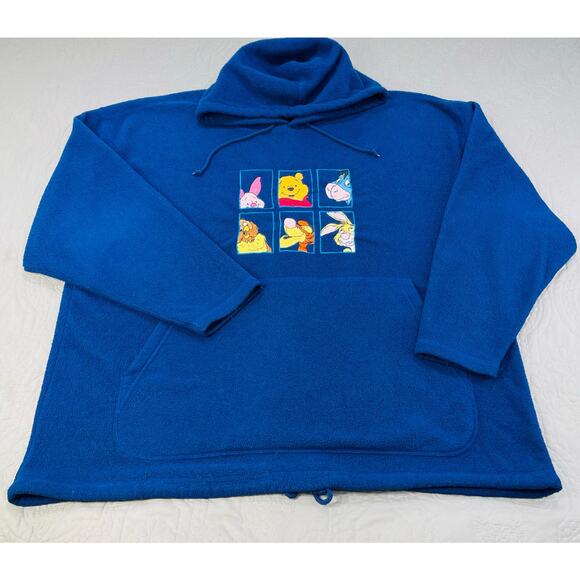 Vintage Winne the Pooh Sweatshirt Hoodie Blue Fleece X Large Friends Tigger Hood - Picture 1 of 8